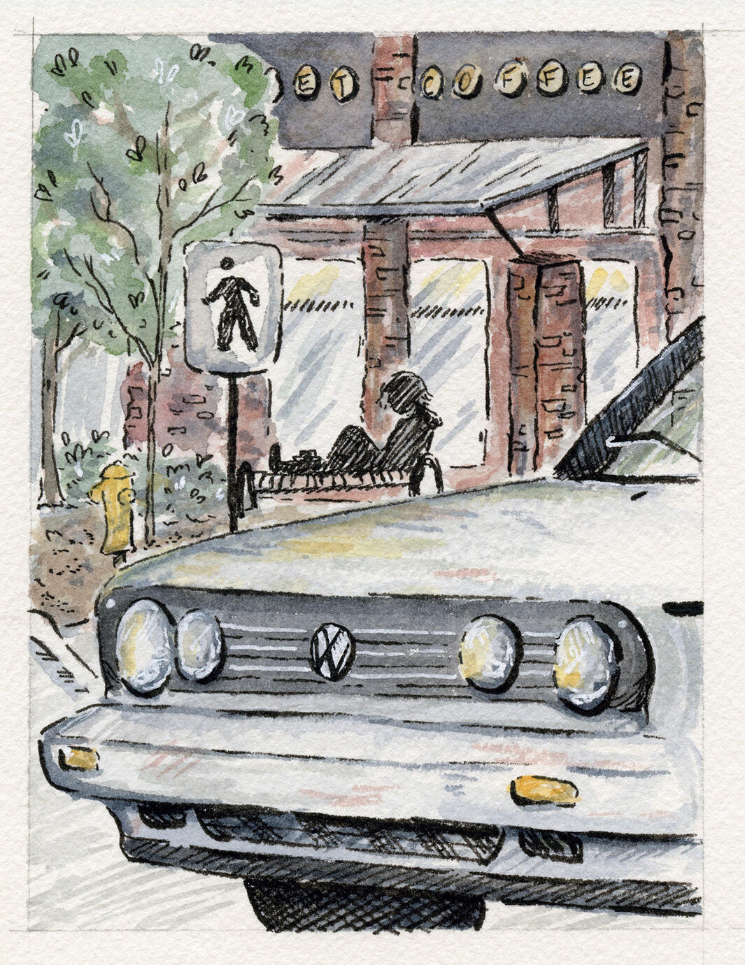 Ruined Date Night - 2025 - Ink & Watercolour - 5 x 6"
