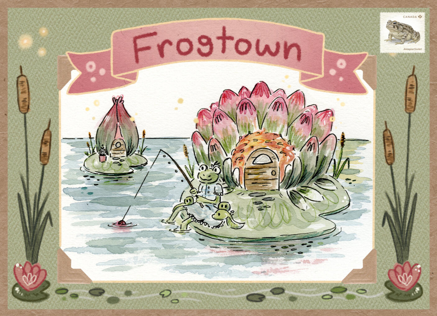 Frogtown Postcard - 2026 - Mixed Media - 7 x 5"